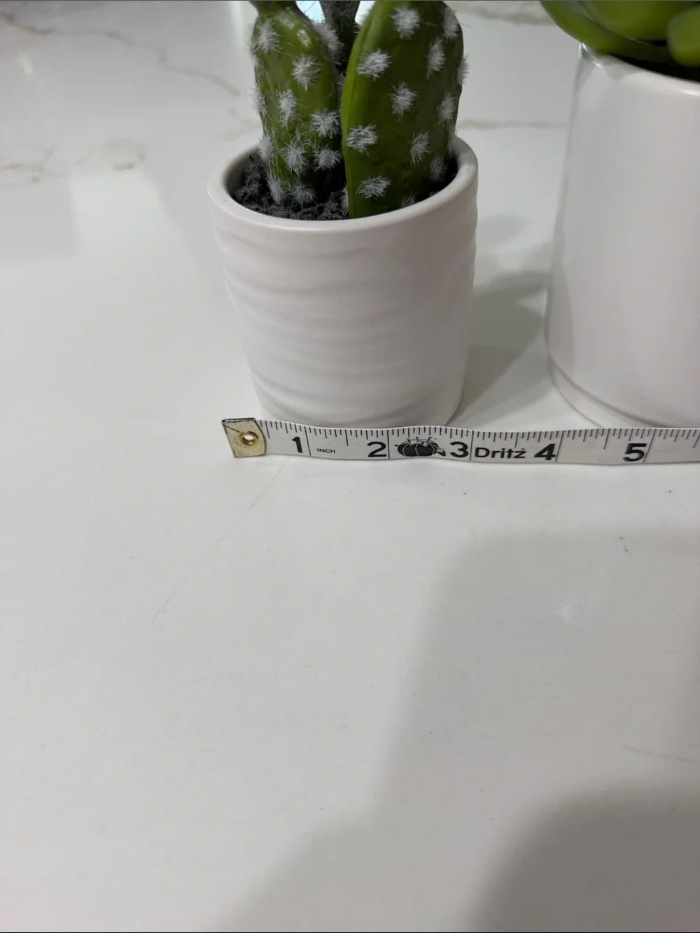 White Ceramic Succulent Planter Duo - Green Faux Succulents & Catcus